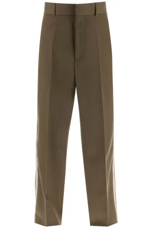 Palm angels pants with straight leg and contrasting side bands