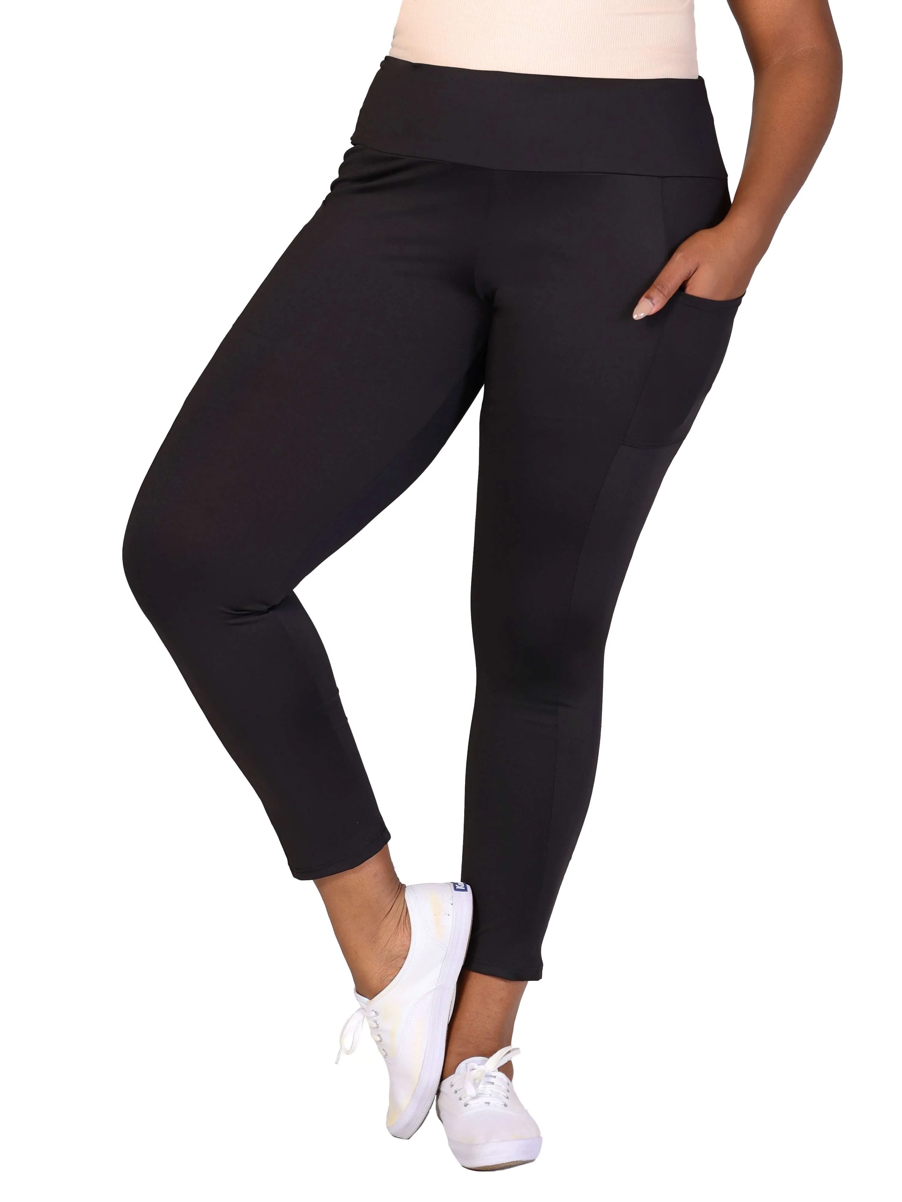 Plus Size Side Pocket Ankle Length Yoga Pant Leggings