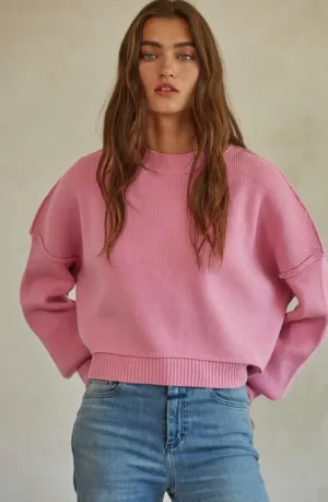 Polly Pullover Crewneck Sweater: Bubblegum