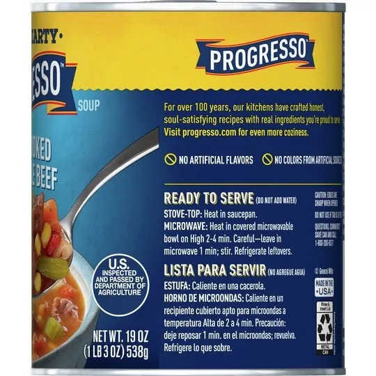 Progresso Rich & Hearty, Slow Cooked Vegetable Beef Canned Soup, Gluten Free, 19 oz.