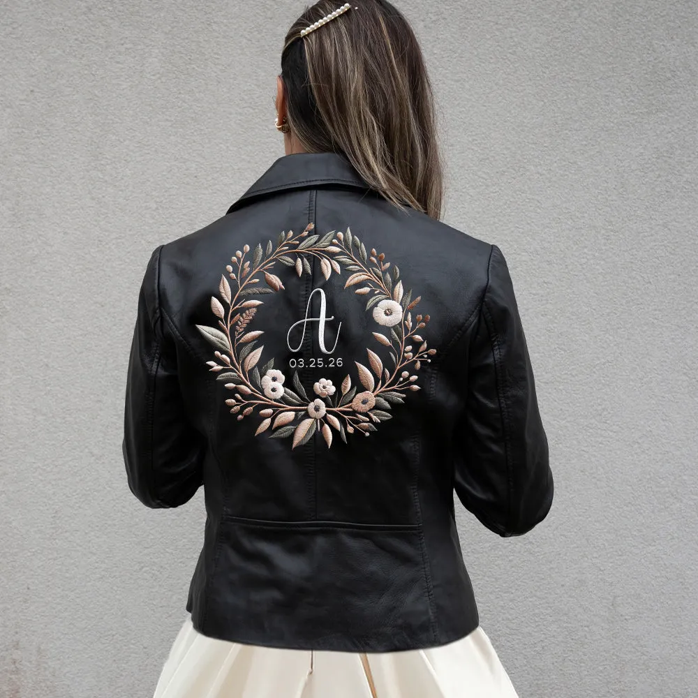 (Real Leather) Custom Initial Leather Jacket