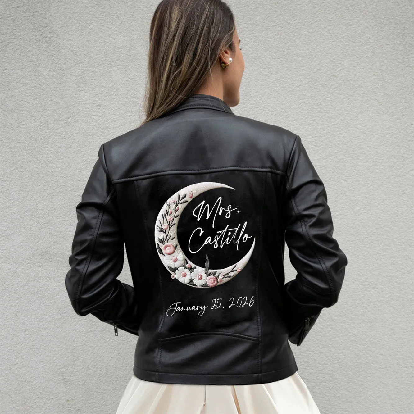 (Real Leather) Custom Mrs Surname Leather Jacket