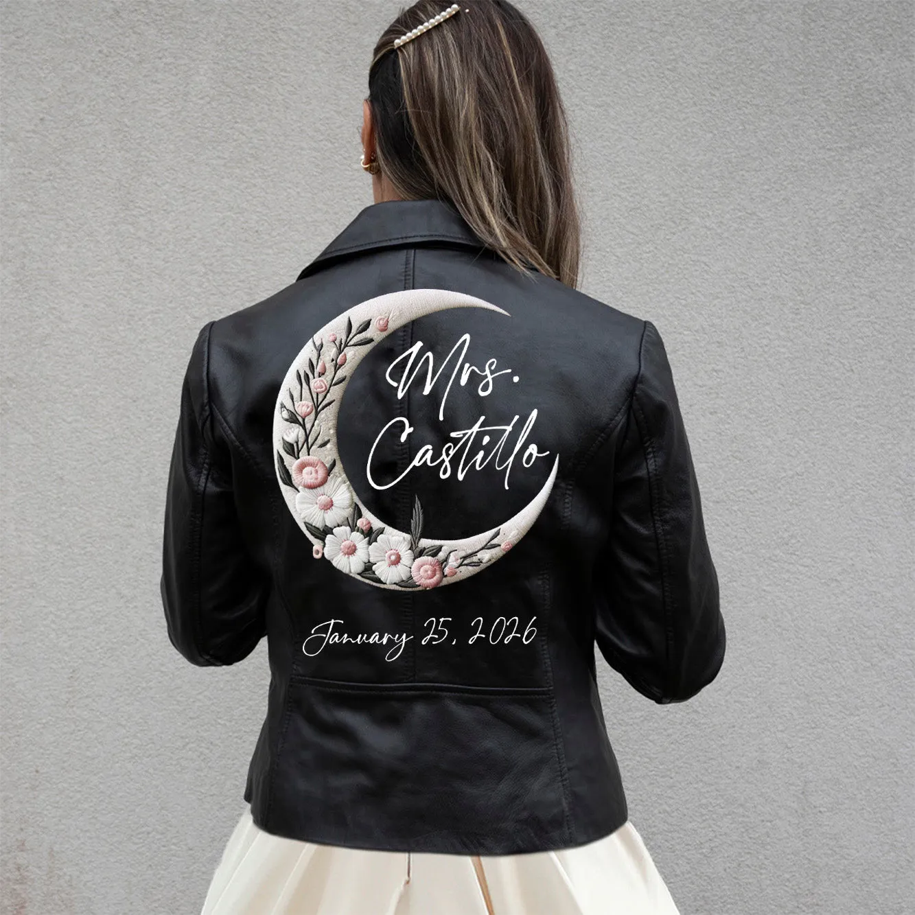 (Real Leather) Custom Mrs Surname Leather Jacket