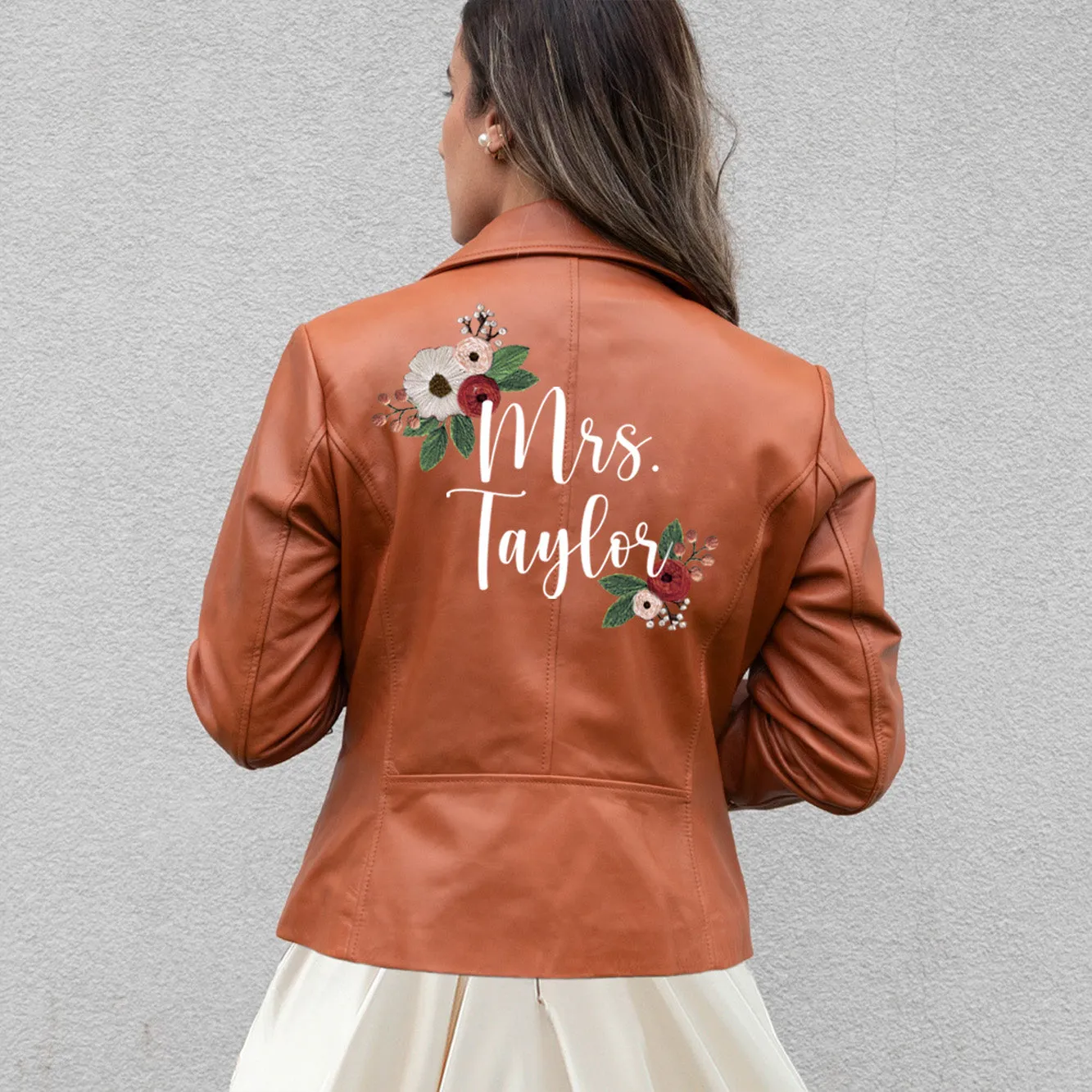 (Real Leather) Embroidered Leather Jacket