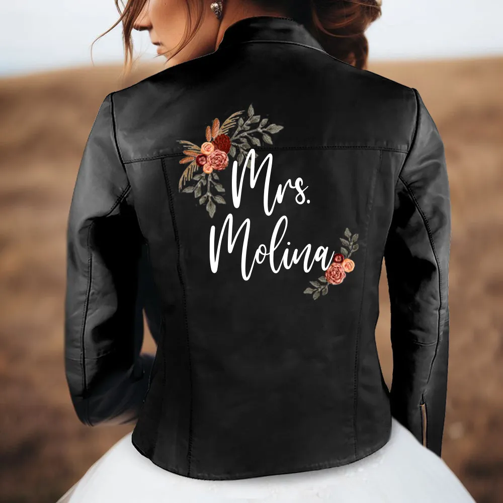 (Real Leather) Embroidered Leather Jacket