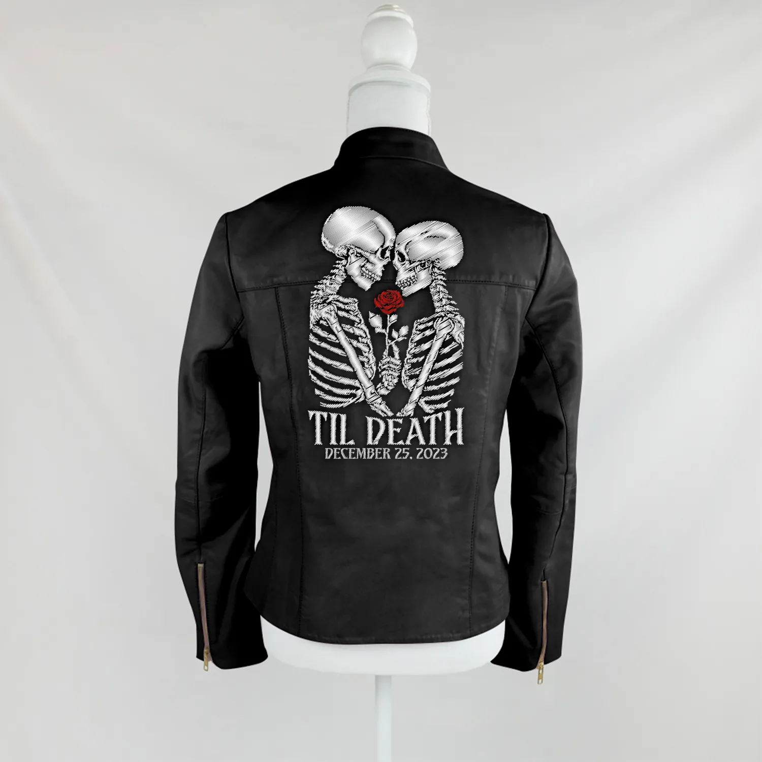 (Real Leather) Skeleton Till Death Leather Jacket