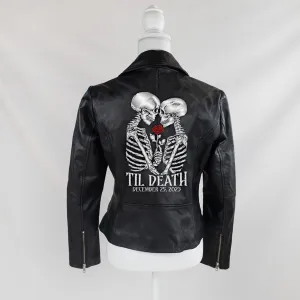 (Real Leather) Skeleton Till Death Leather Jacket