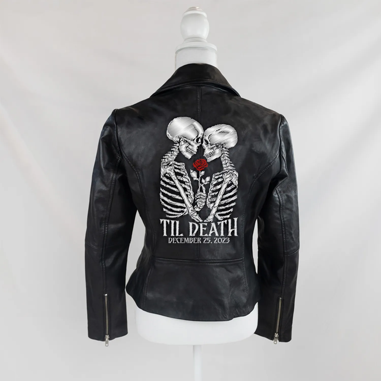 (Real Leather) Skeleton Till Death Leather Jacket