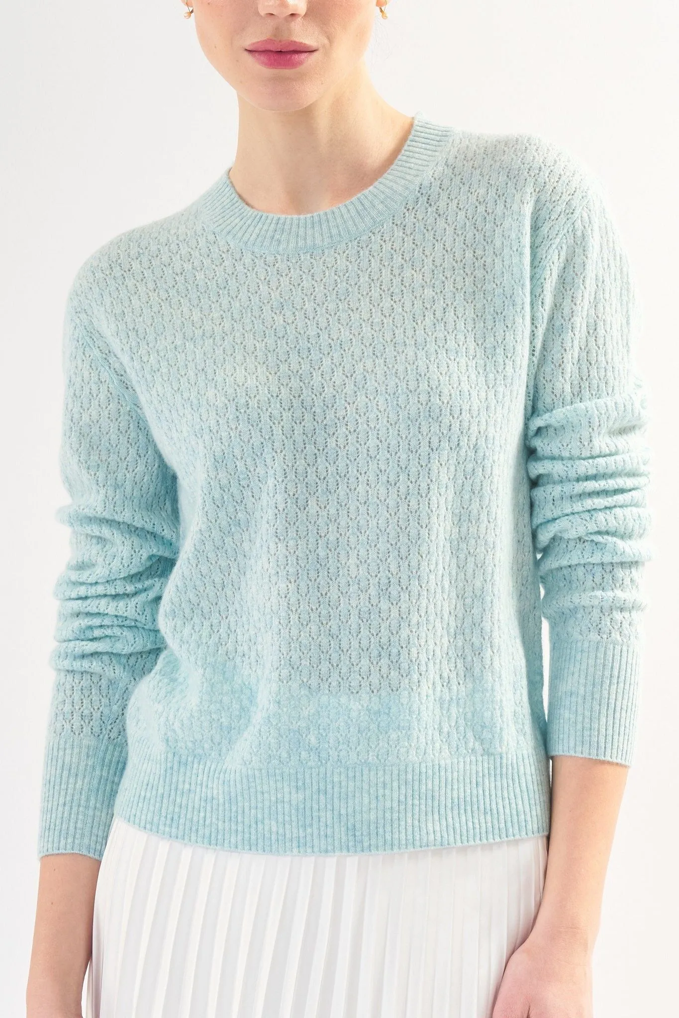 Robertson Madison 100% Cashmere Crewneck CC-262 | Ice Blue | Clearance Final Sale