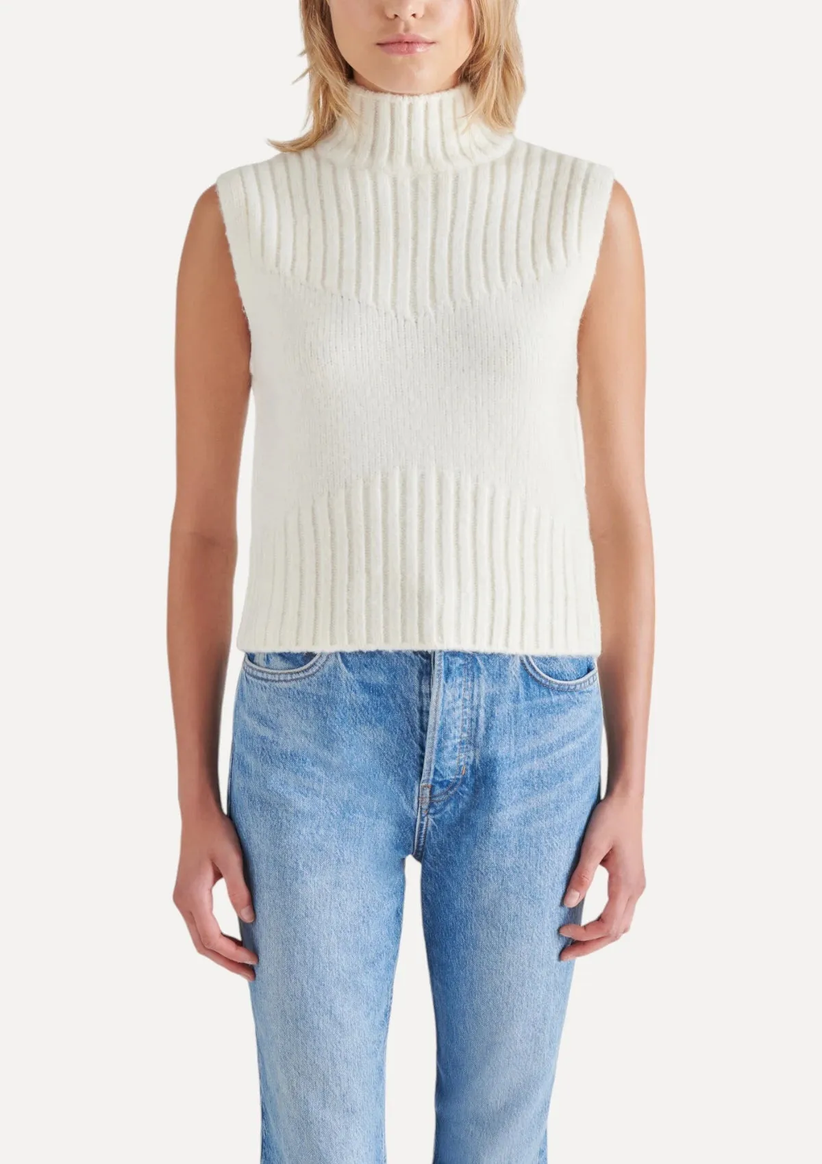 Serin Sleeveless Mockneck Sweater - Cream