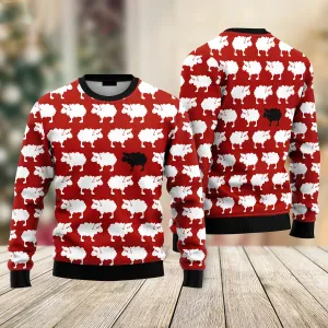 Sheep Black And White Red Christmas Sweaters For Men & Women