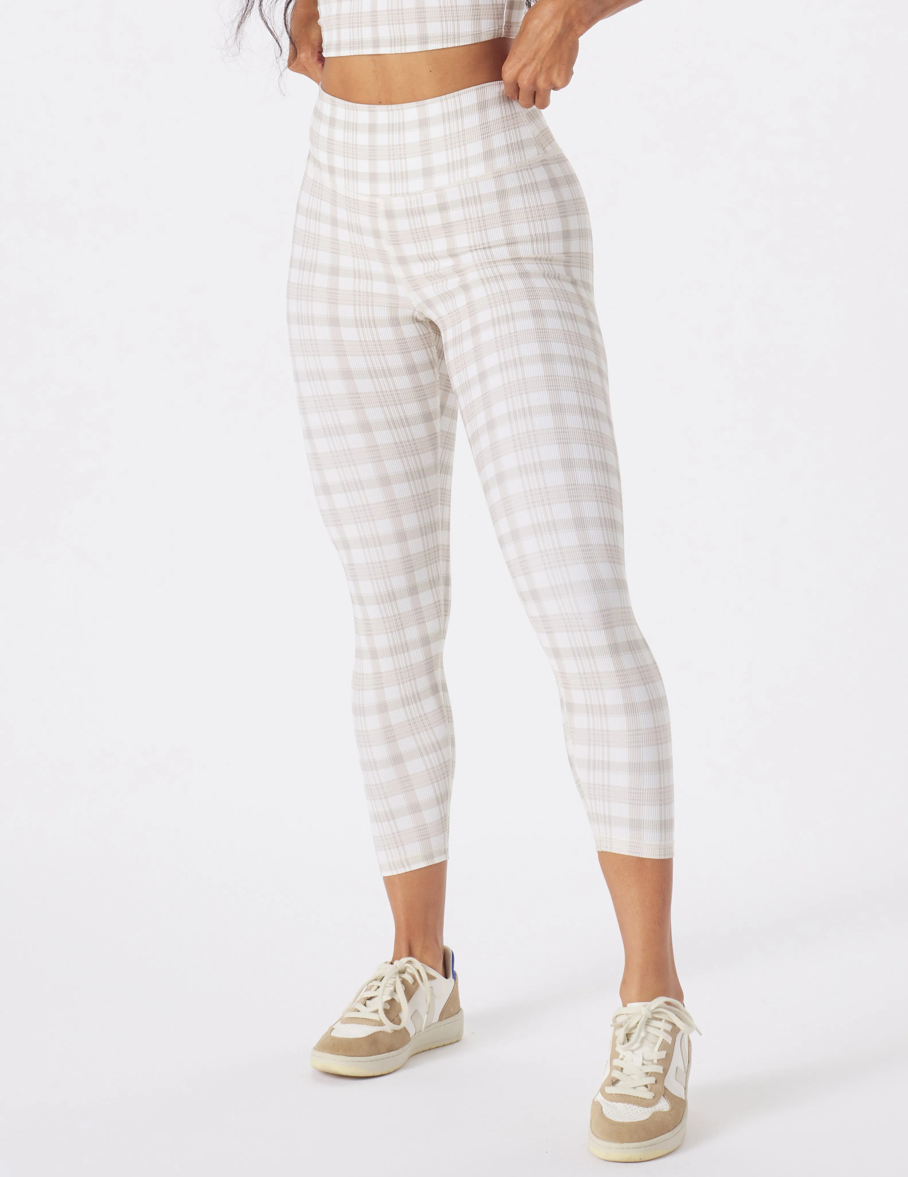 Sultry 7/8 Legging: Linen Madras Plaid