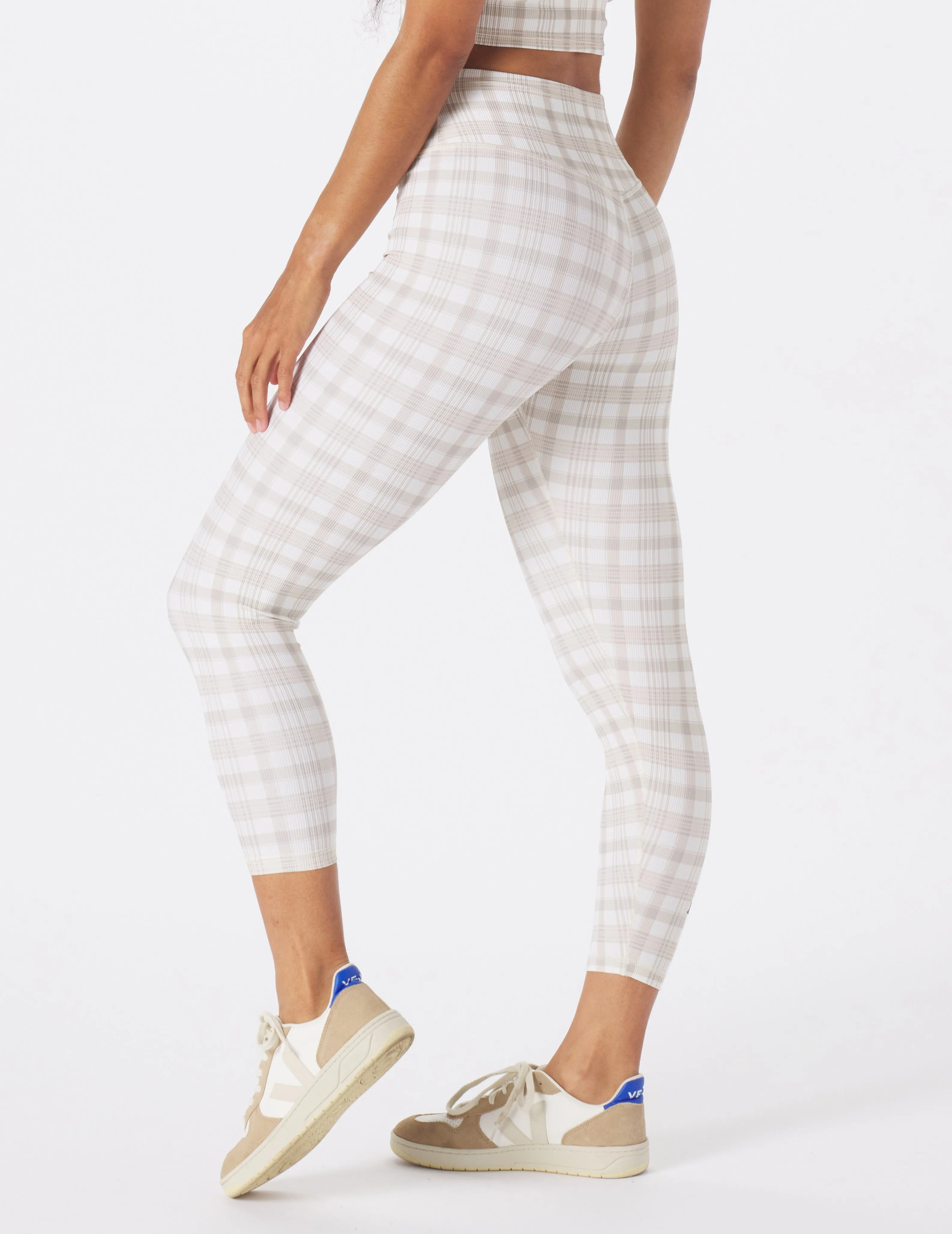 Sultry 7/8 Legging: Linen Madras Plaid