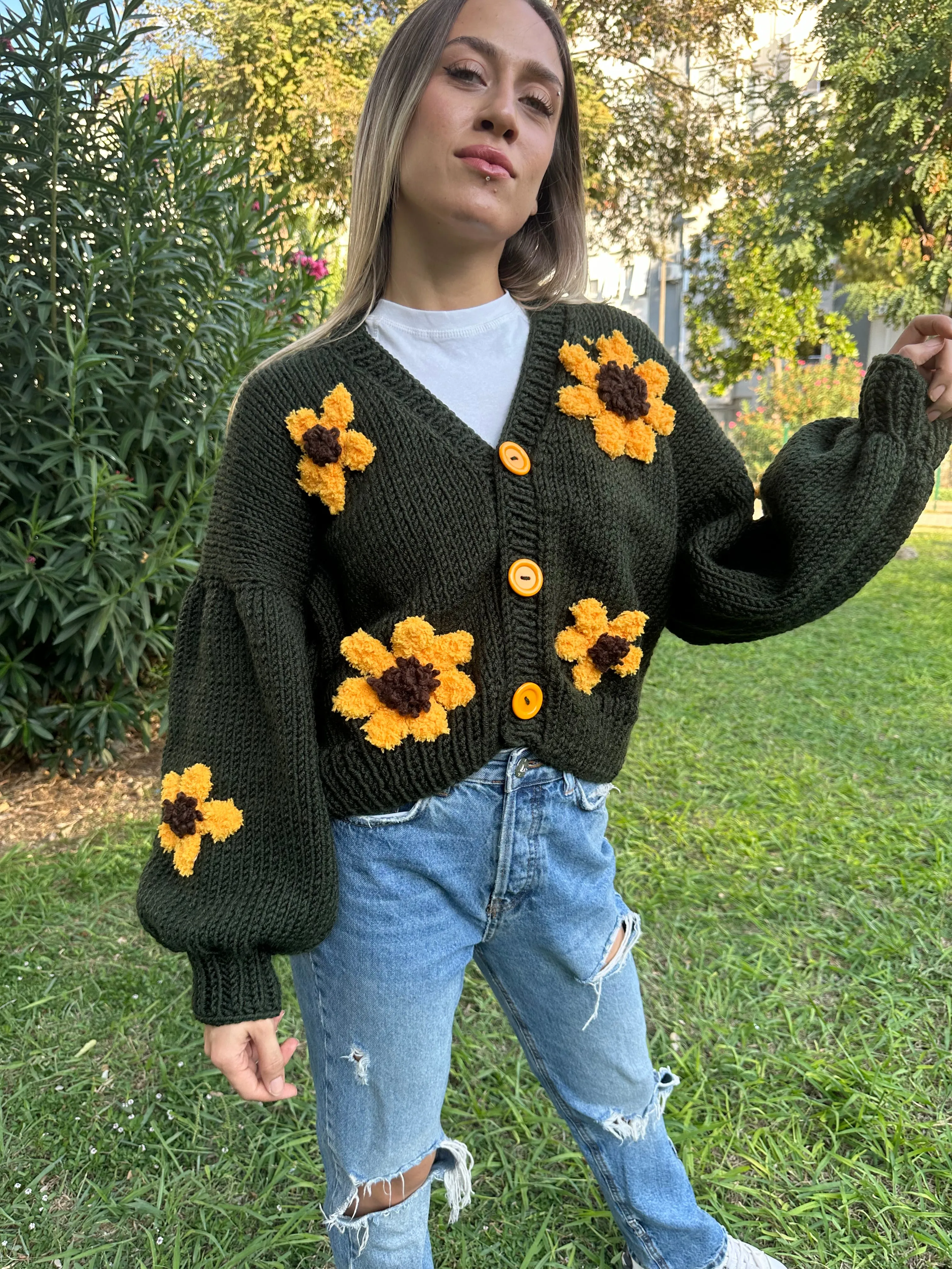 Sunflower- Soft Knit Handmade Cardigan