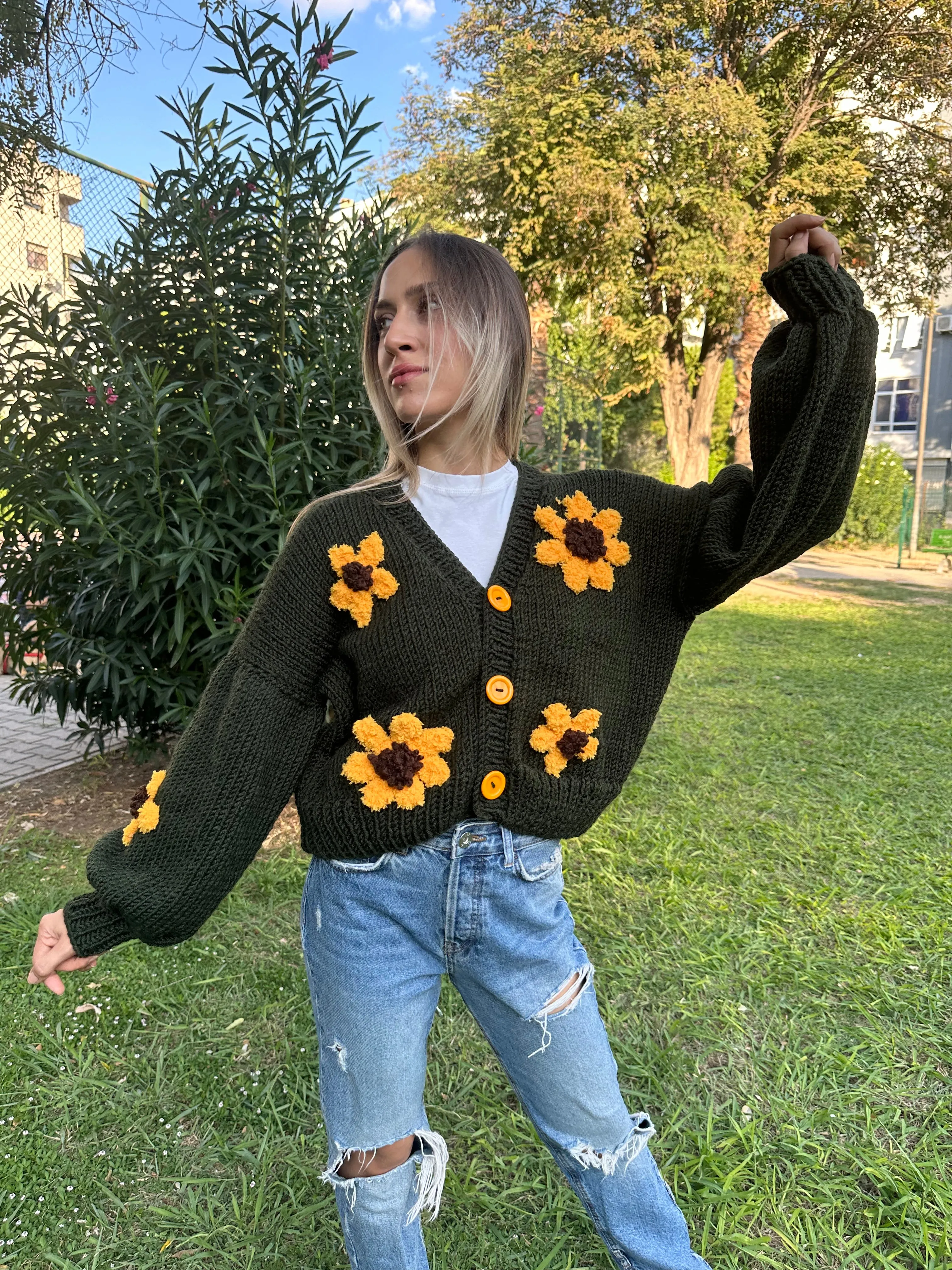 Sunflower- Soft Knit Handmade Cardigan