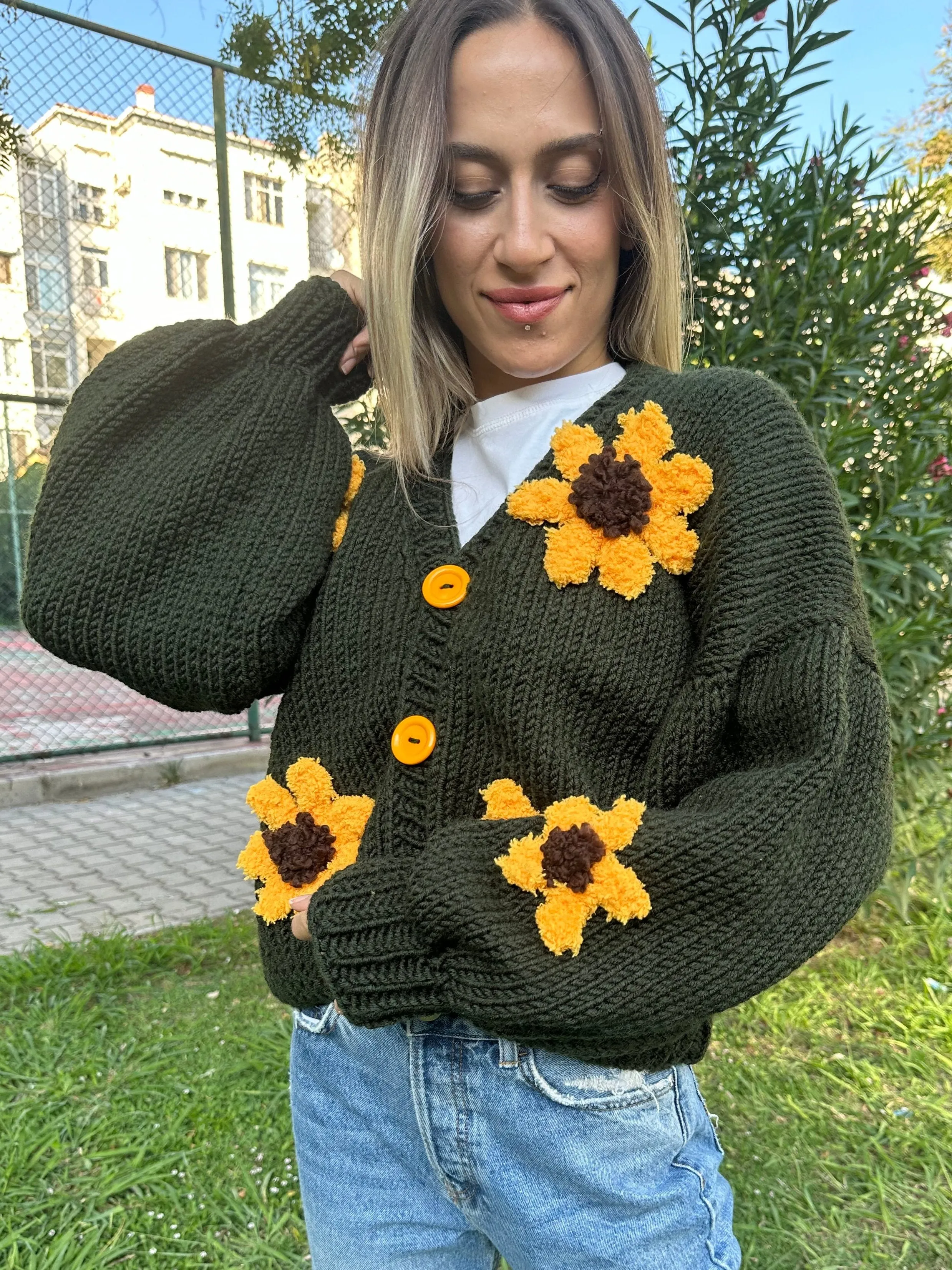 Sunflower- Soft Knit Handmade Cardigan