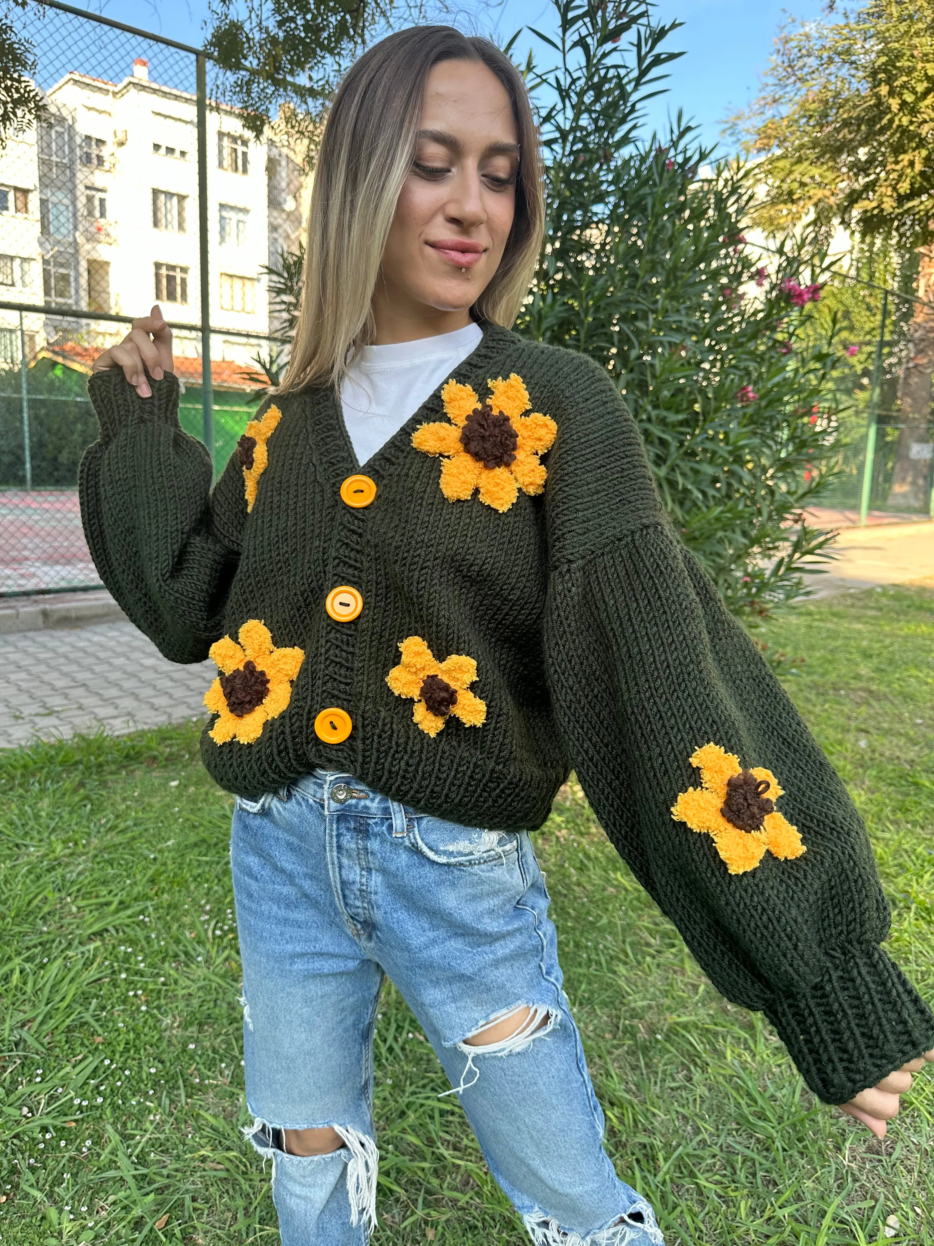 Sunflower- Soft Knit Handmade Cardigan