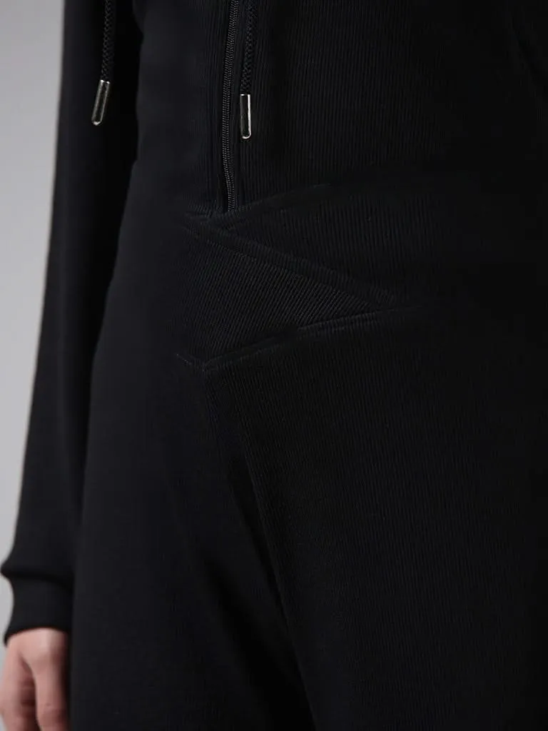 Superstar Black Ribbed Cross Waistband Trousers