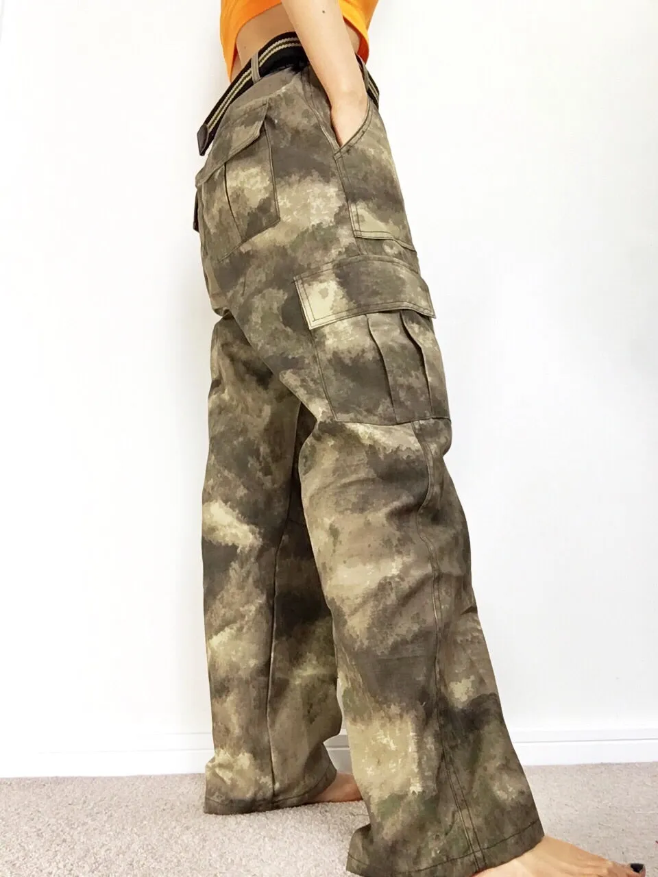 UNISEX OVERSIZE SANDY DESSERT CAMO CARGO TROUSERS