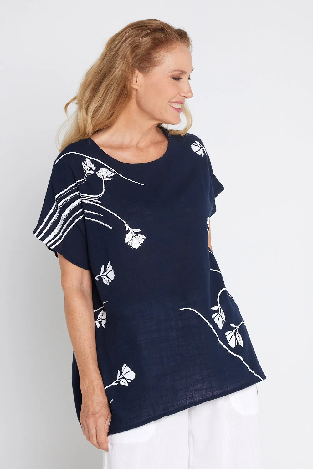 Valerie Diamanté Top - Navy