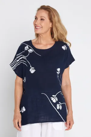 Valerie Diamanté Top - Navy