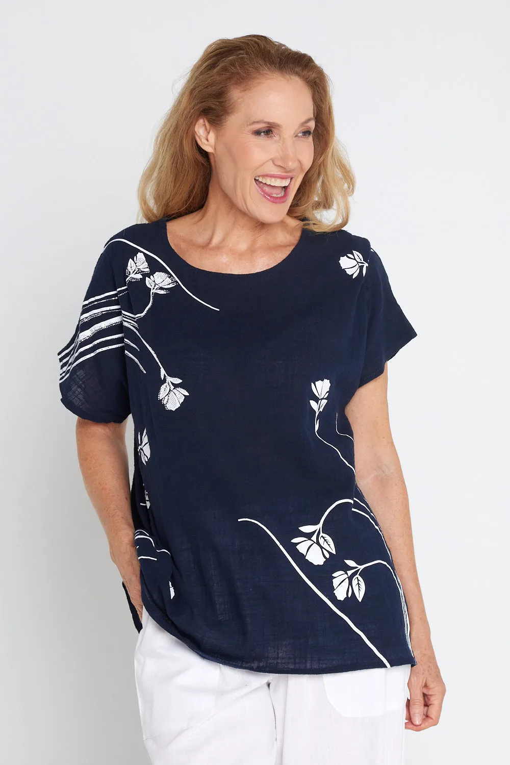 Valerie Diamanté Top - Navy