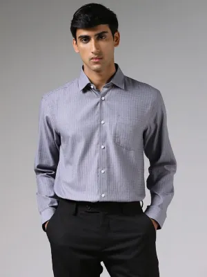 WES Formals Grey Graph Checked Relaxed-Fit Shirt