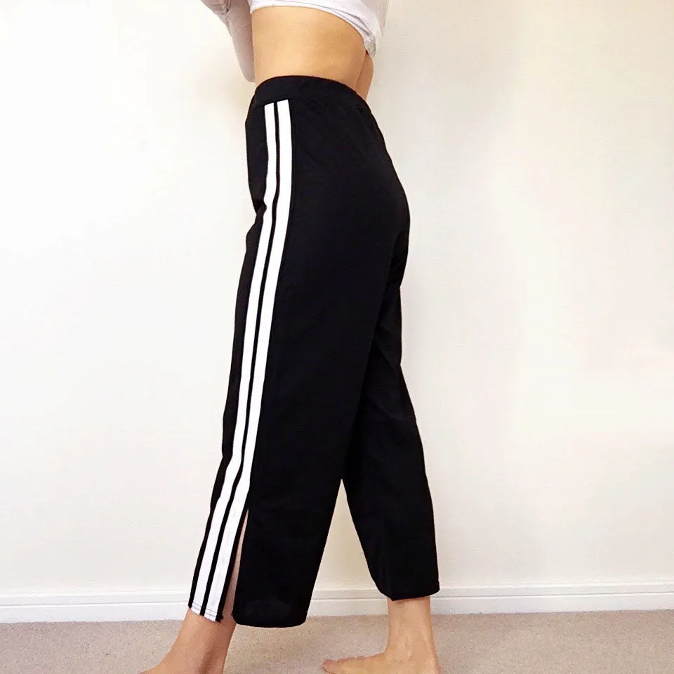 WHITE STRIPE BLACK SPORTY TROUSERS