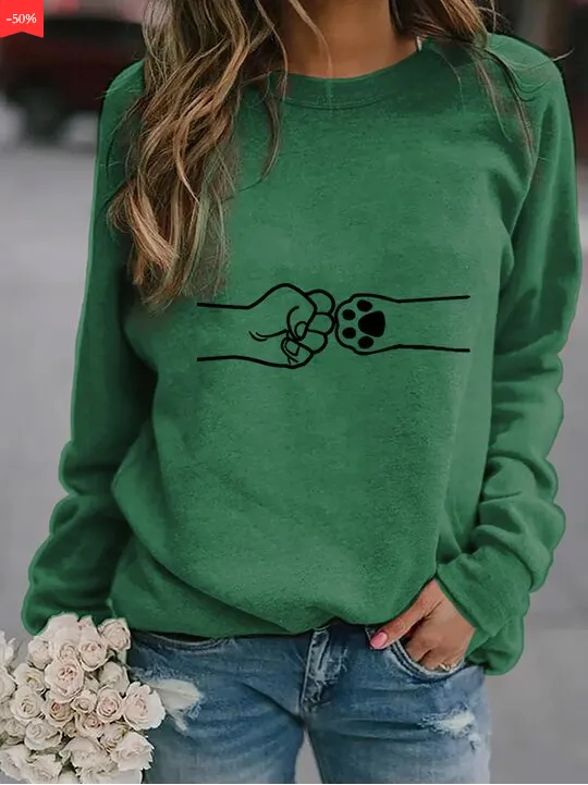 Women's Fist and Dog's Paw Print Cozy Sweatshirt