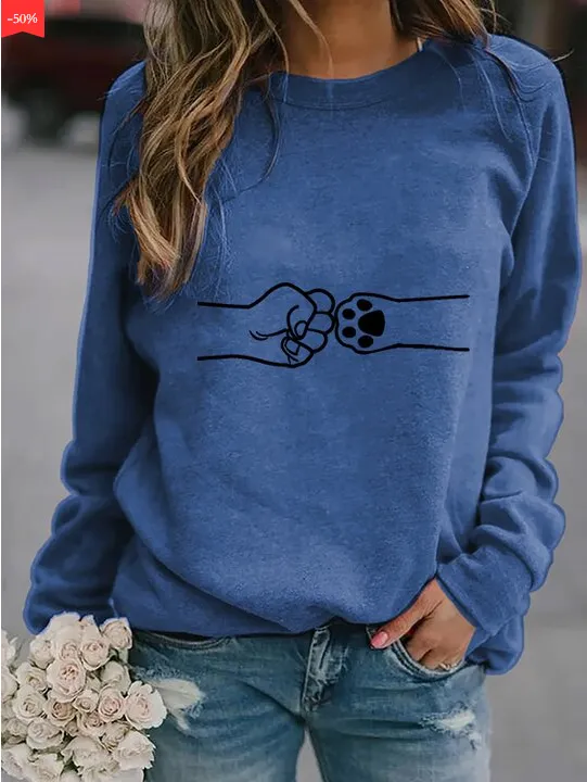 Women's Fist and Dog's Paw Print Cozy Sweatshirt