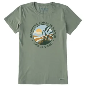 Women's Life Is Good Happiness Comes In Waves Crusher Tee