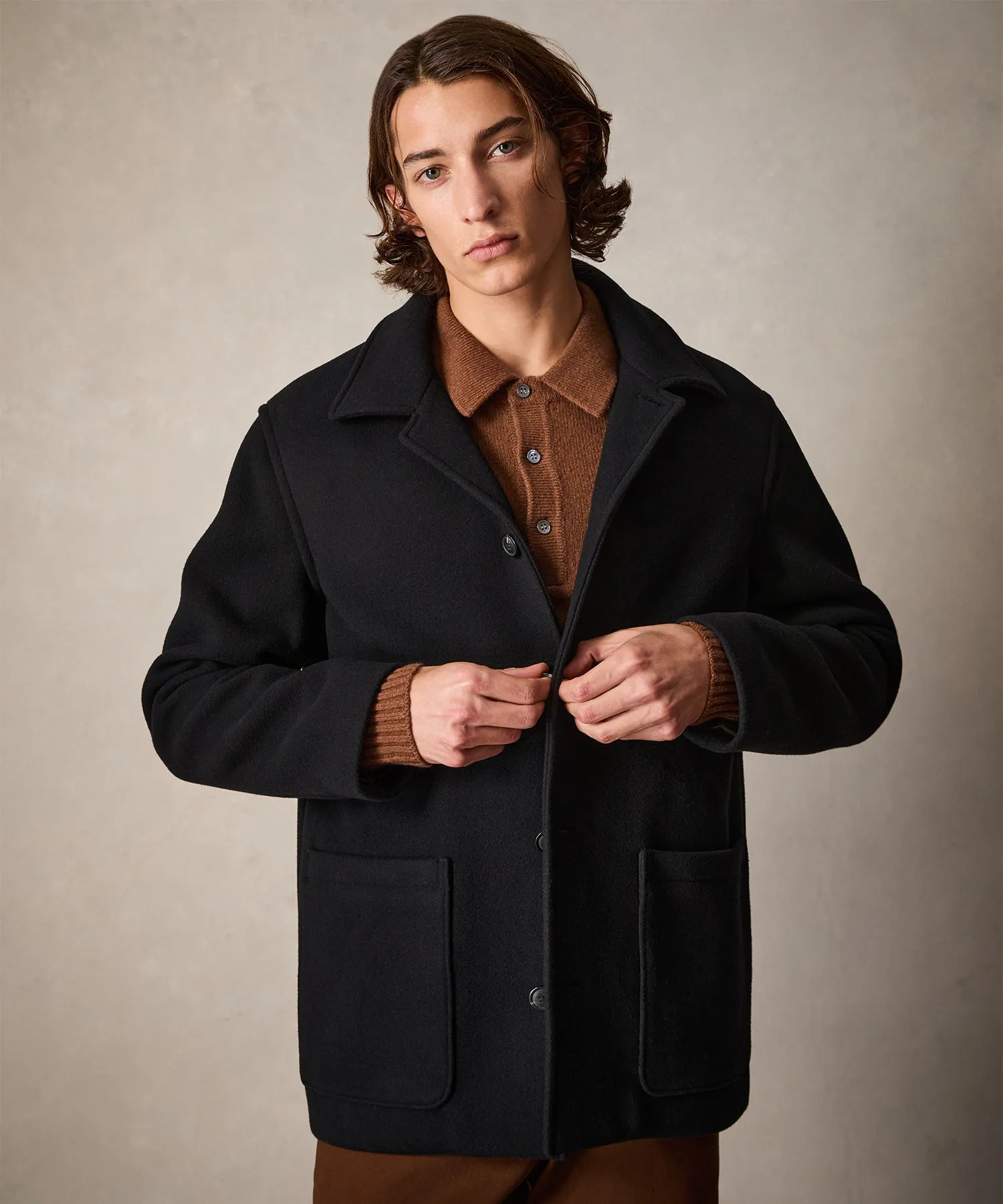 Wool Cashmere Cafe Jacket in Black